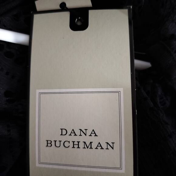 4373) Dana Buckman Black Eyelet Short Sleeve Overlay Blouse XL - Picture 7 of 10